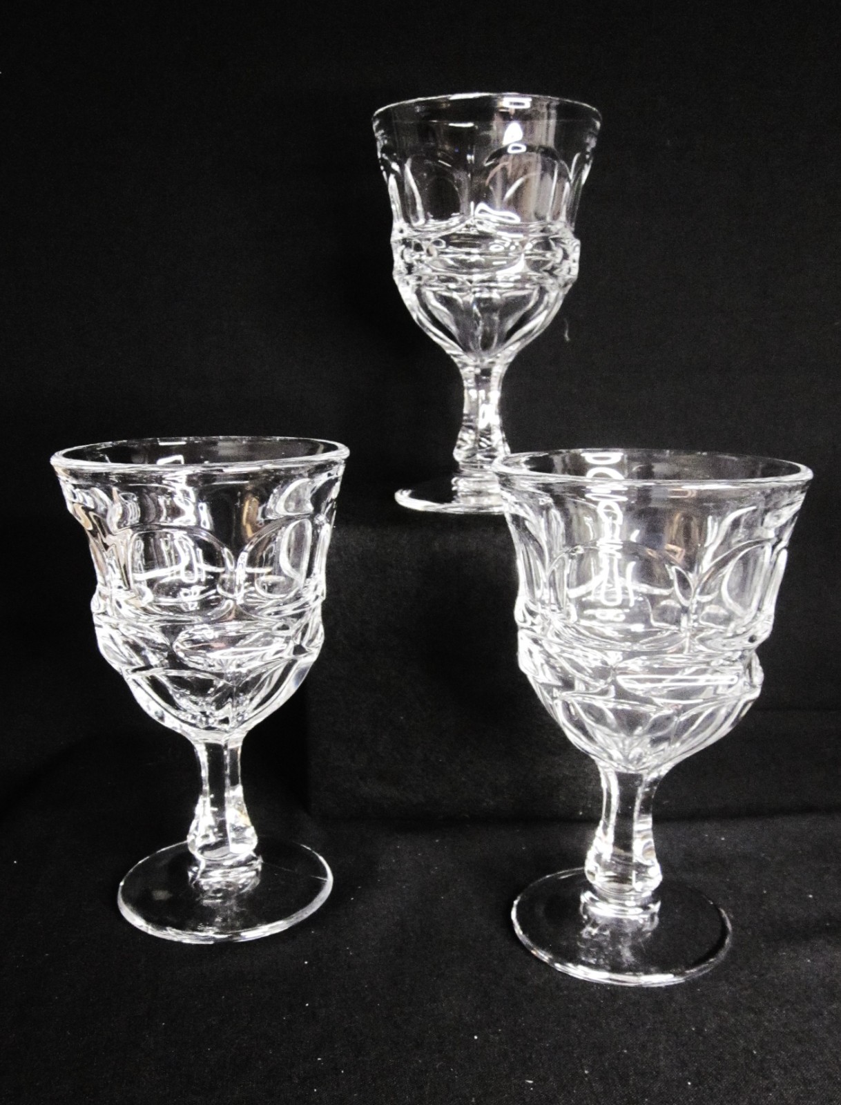 Fostoria  Argus  Water Goblets Clear Glass  6 3/8" Tall  1960’s Vintage Lot of 3