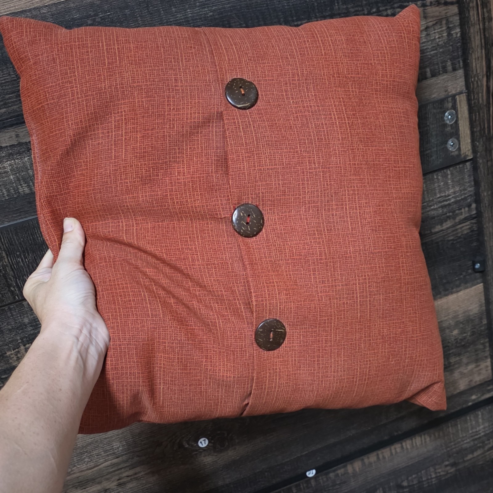 Rust Square Modern Geometric 2 Throw Pillows with Button Closure