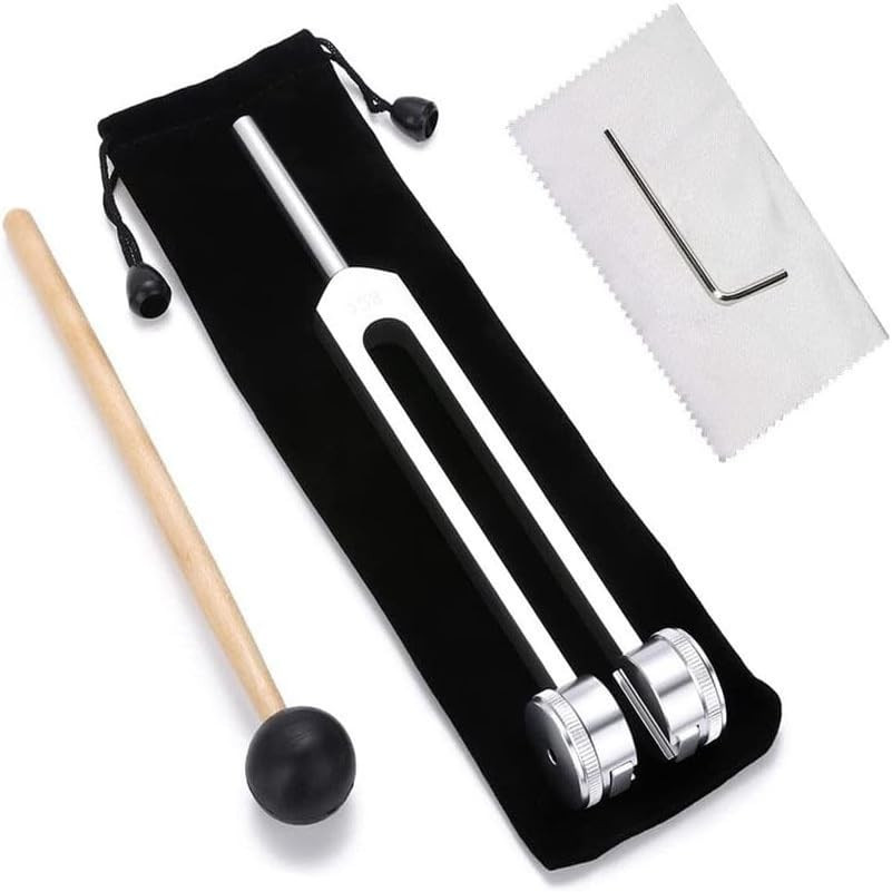 128Hz Tuning Fork Healing Tuning Forks Set with Reflex Hammer Storage Bag, He...