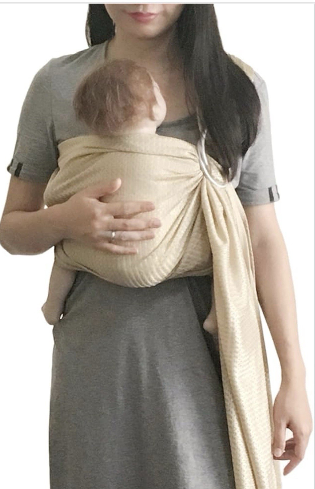 Seven Ring Sling Sling Baby Carrier Brown Beige Geometric Pattern for Infant