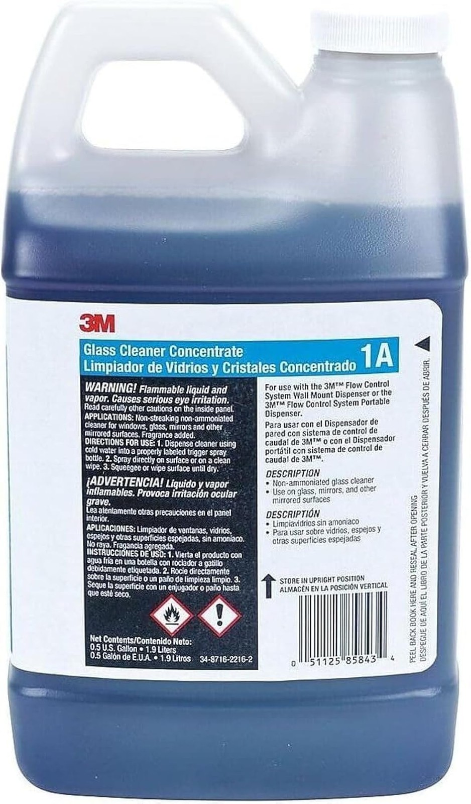 3M Non-streaking Glass Cleaner Concentrate 1A, 0.5 Gallon: Non-streaking cleaner