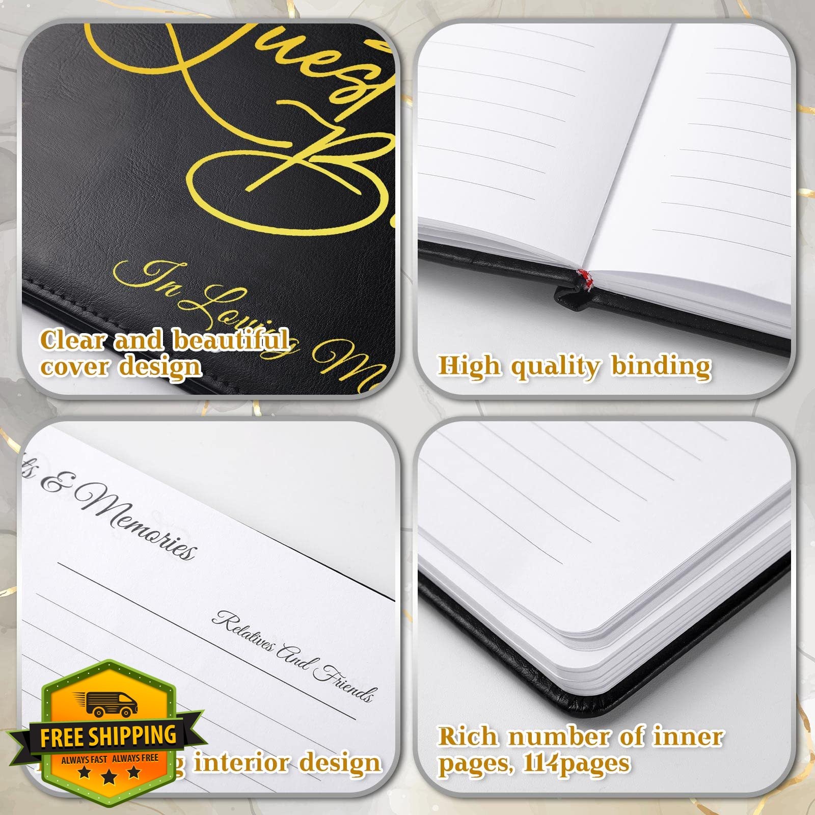 Yingzhao Funeral Guest Book Cardinal 144pg Pen Memorial Service Sign In