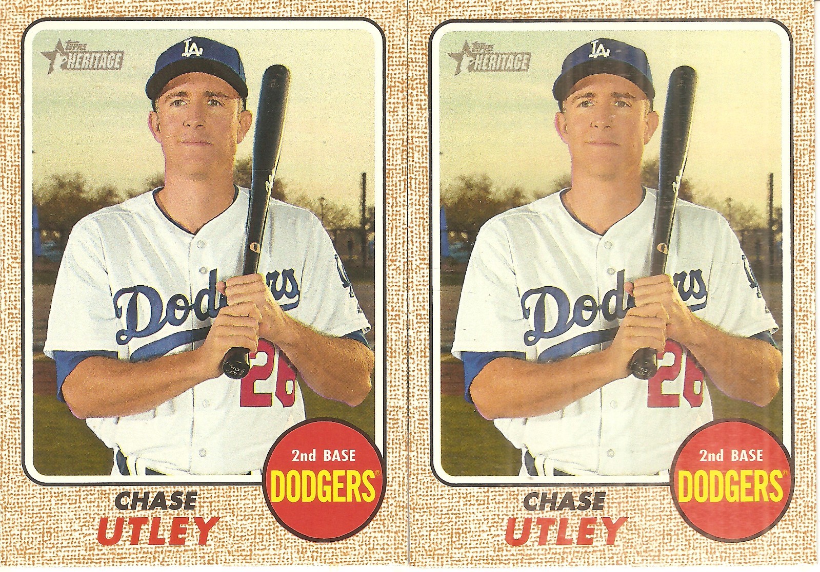 2 CARD 2017 TOPPS HERITAGE CHASE UTLEY BASEBALL CARD LOT