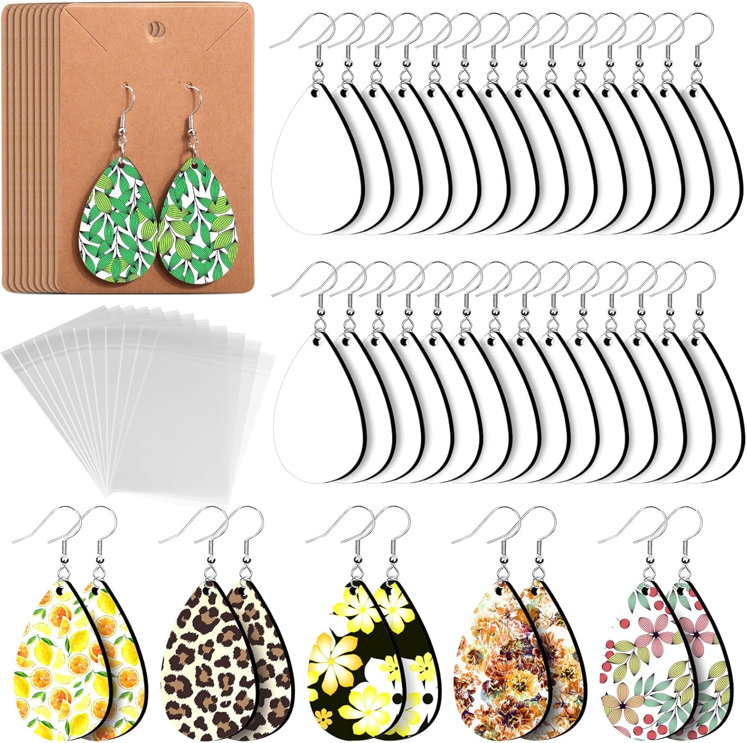 50pcs Sublimation Blanks Products - Sublimation Earring Blanks with Earring Hook