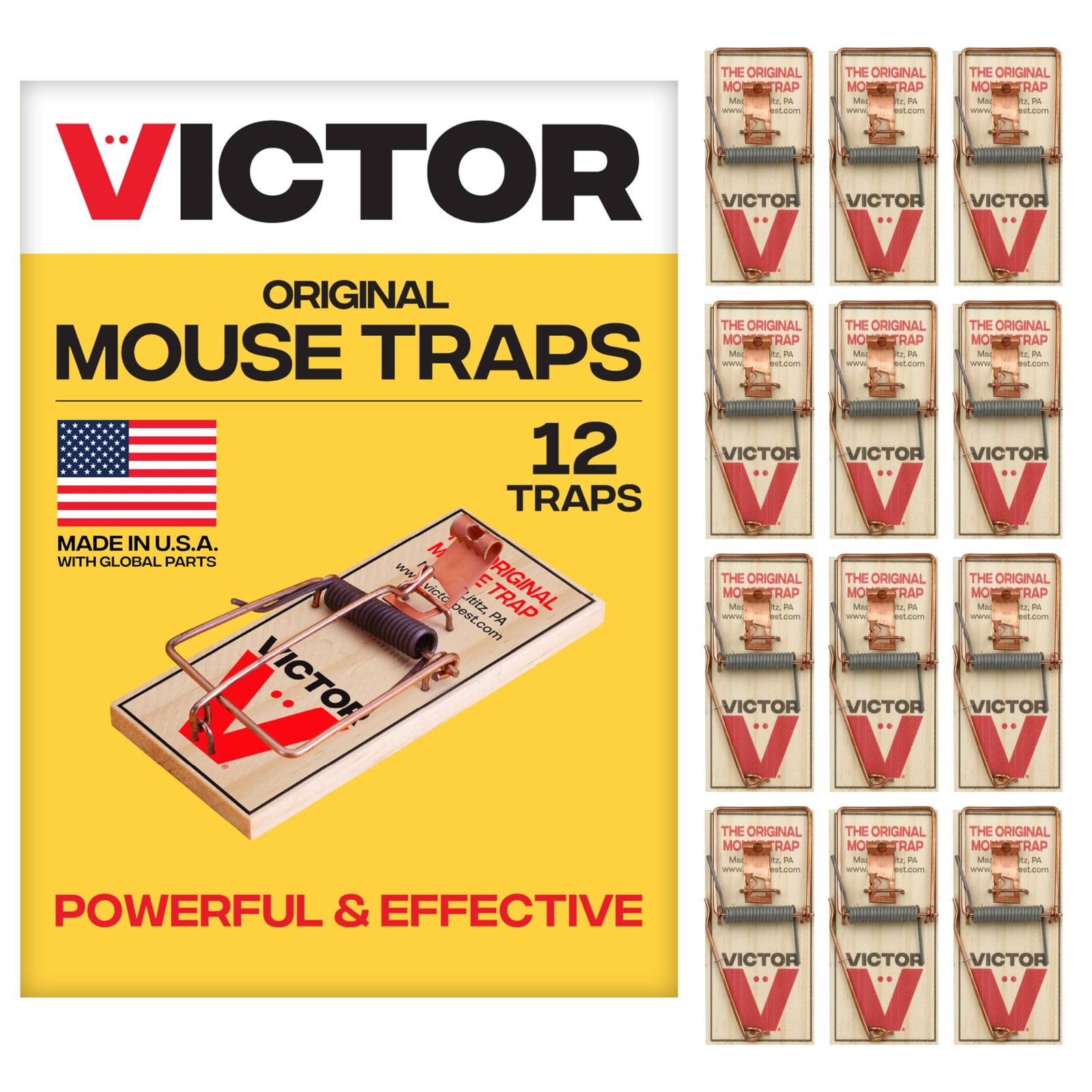 Victor Mouse Traps M150-12, Metal Pedal, Sustainably Sourced FSC Wood, Wood 