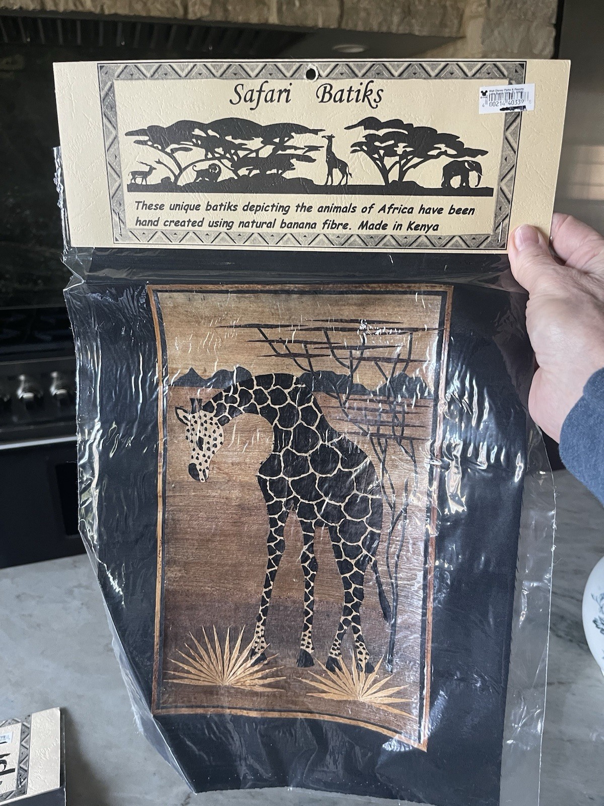 Safari Batiks Kenyan Banana Fibre Hand Created Giraffe Batik Textile Art