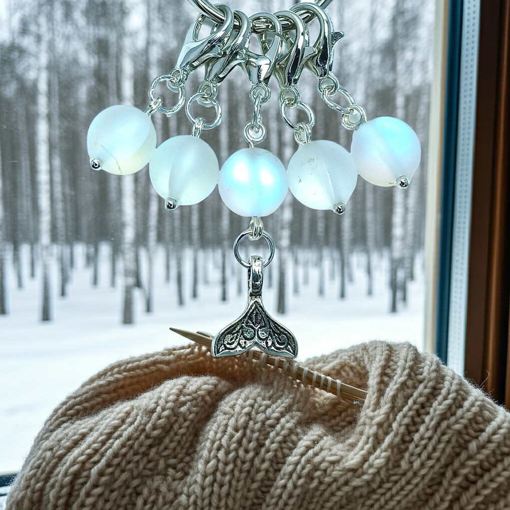 MikieLou Stitch Markers PremiumFrosted Iridescent Glass Mermaid Knitting Crochet