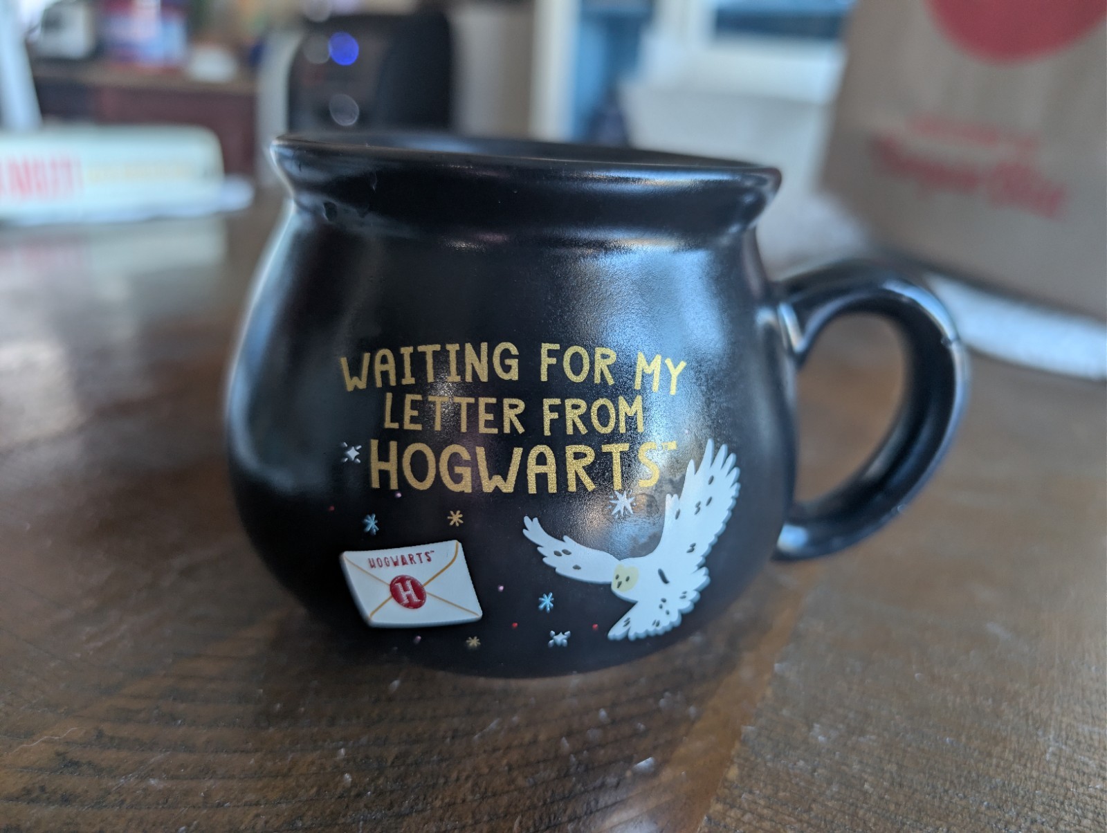 "Waiting For My Letter From Hogwarts"Harry Potter Cauldron Mug White Owl Hedwig 