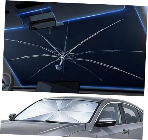 [2026 Upgrade]  Windshield Sun Shade Umbrella, Block UV Rays & Sun Heat, M