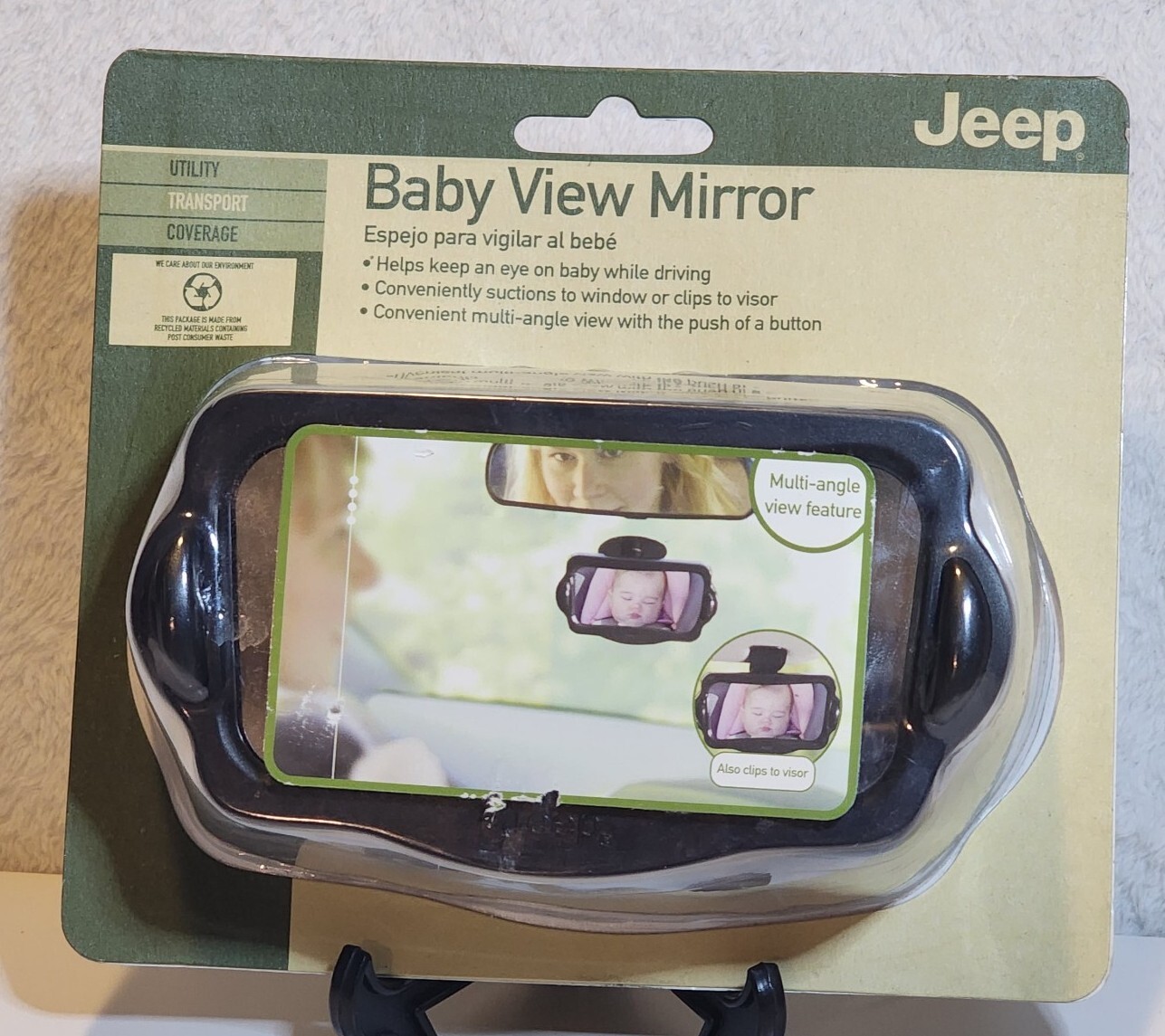 Jeep Baby View Mirror, Black Multi Angle Windshield Suction Cup