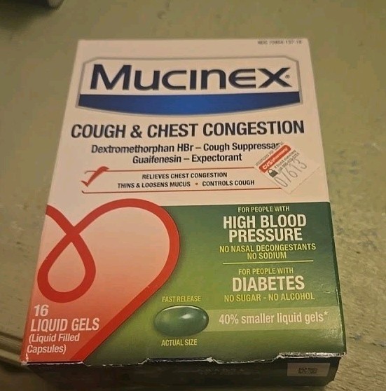 Mucinex Cough & Chest Congestion Liquid Gels 16 Capsules Exp 12/2026 HBP 
