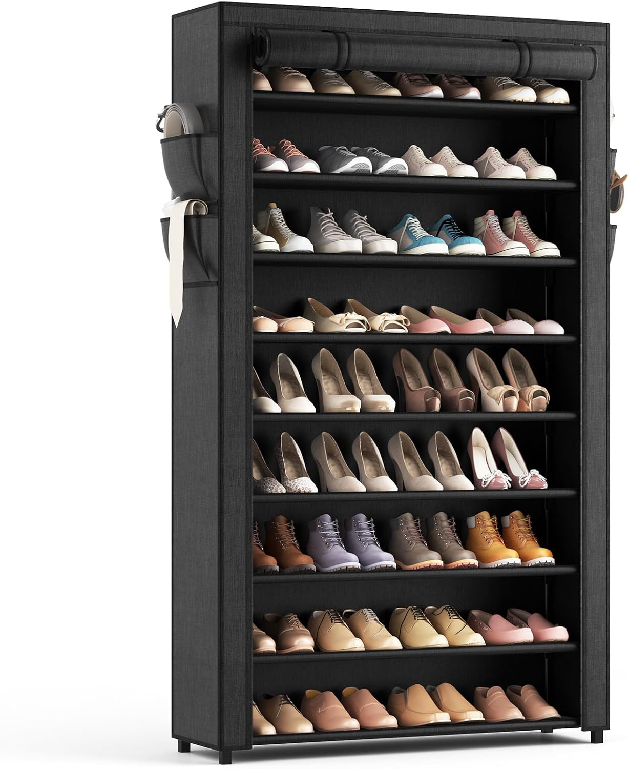 Shoe Rack with Covers - 10 Tiers Tall Shoe Rack Organizer Large Capacity Shoe Sh
