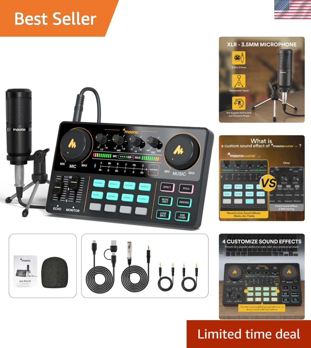 Ultimate Podcast Equipment Bundle: Multi-Device Audio Mixer with Voice Effects