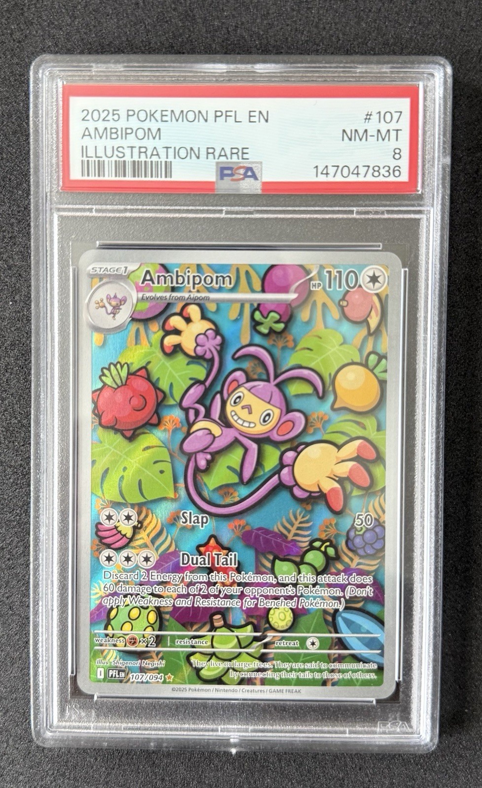 Ambipom 107/094 Phantasmal Flames Illustration Rare PSA 8