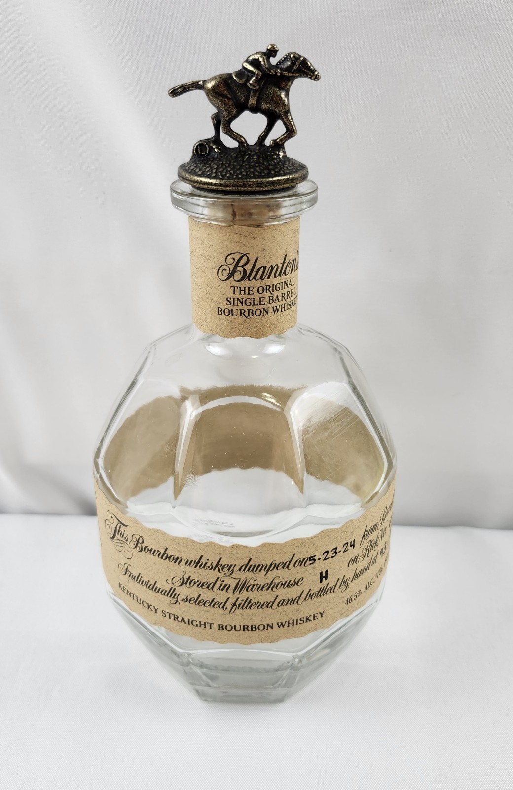 Blanton's Single Barrel Bourbon Whiskey Empty Bottle Jockey Stopper "L" 2024 