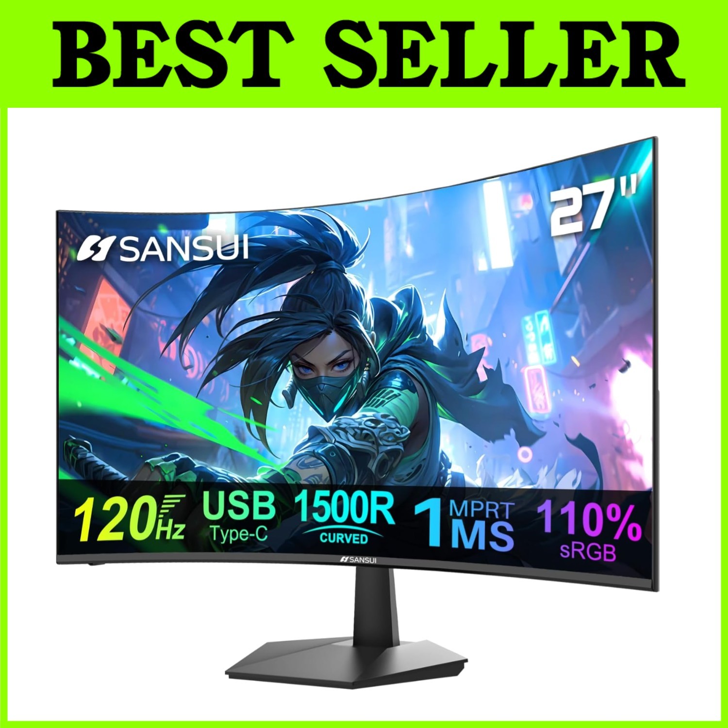 Curved Monitor 27" 120Hz USB-C Speakers 110% sRGB