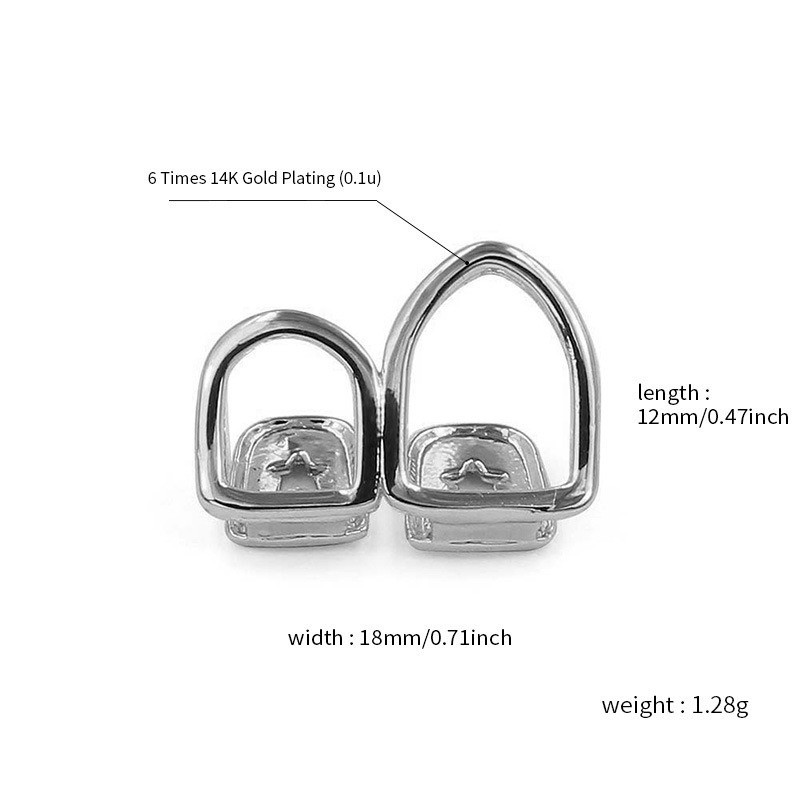 Hip Hop Braces Gold Plated Two Skeletonized Cuspid Braces Single Teeth Props