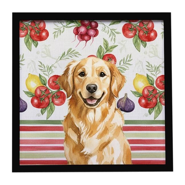 Carolines Treasures WDK8251MFP88 Unisex Golden Retriever Vegetables Framed Me...
