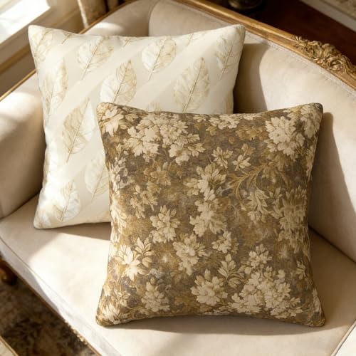 2PCS Boho Floral Pillow Covers 20" x 20" (Pack of 1) Neutral Floral Green20x20