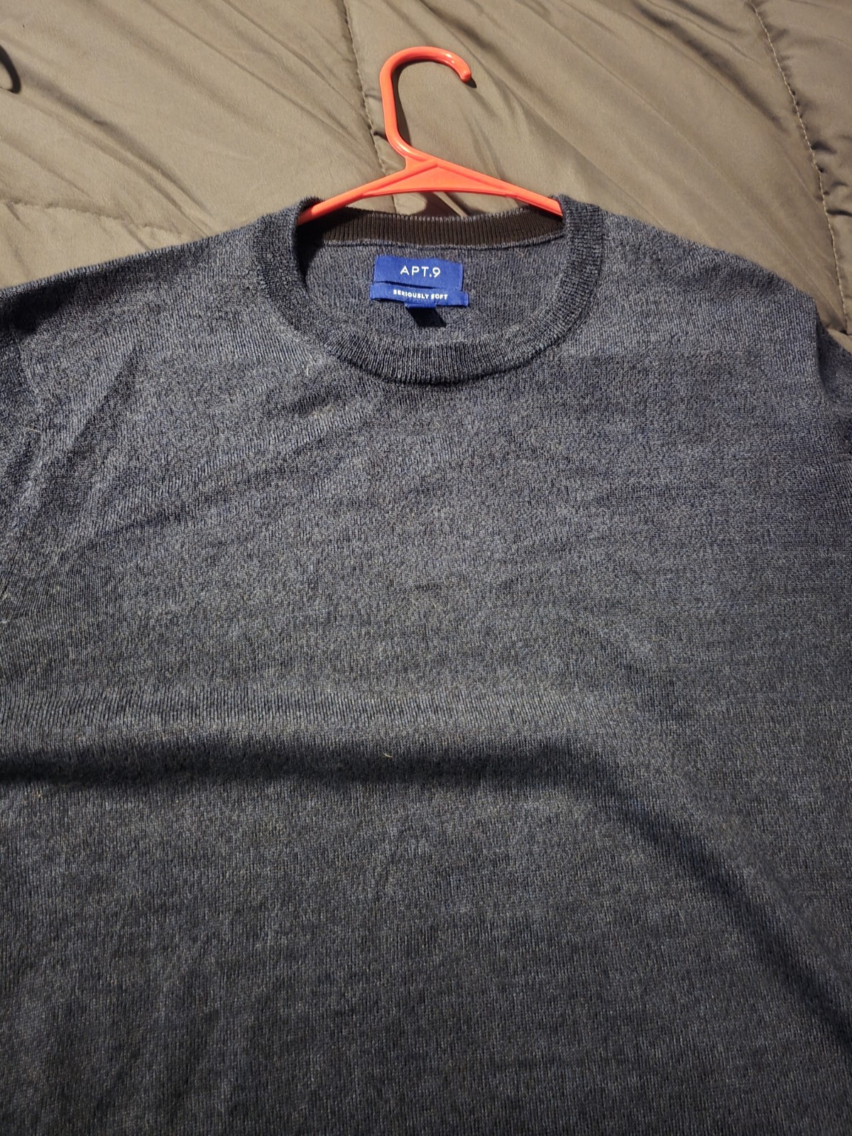 Apt 9 Men's 2XL Ultra Soft Merino Sweater Gray Pullover Top Stretch Warm  