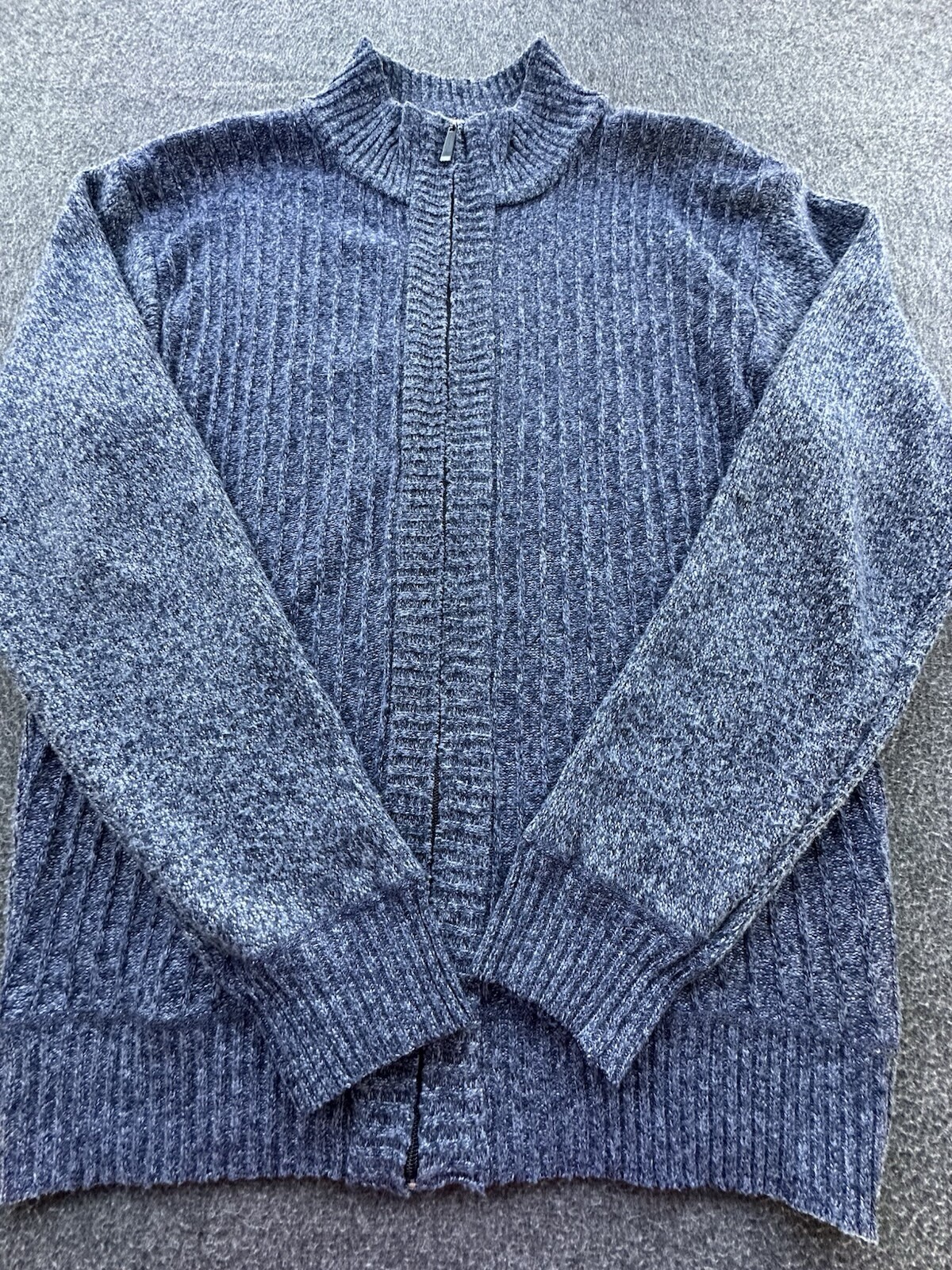 Akademiks Sweater Mens Large Blue Heathered Full Zip Artfully Crafted Cardigan