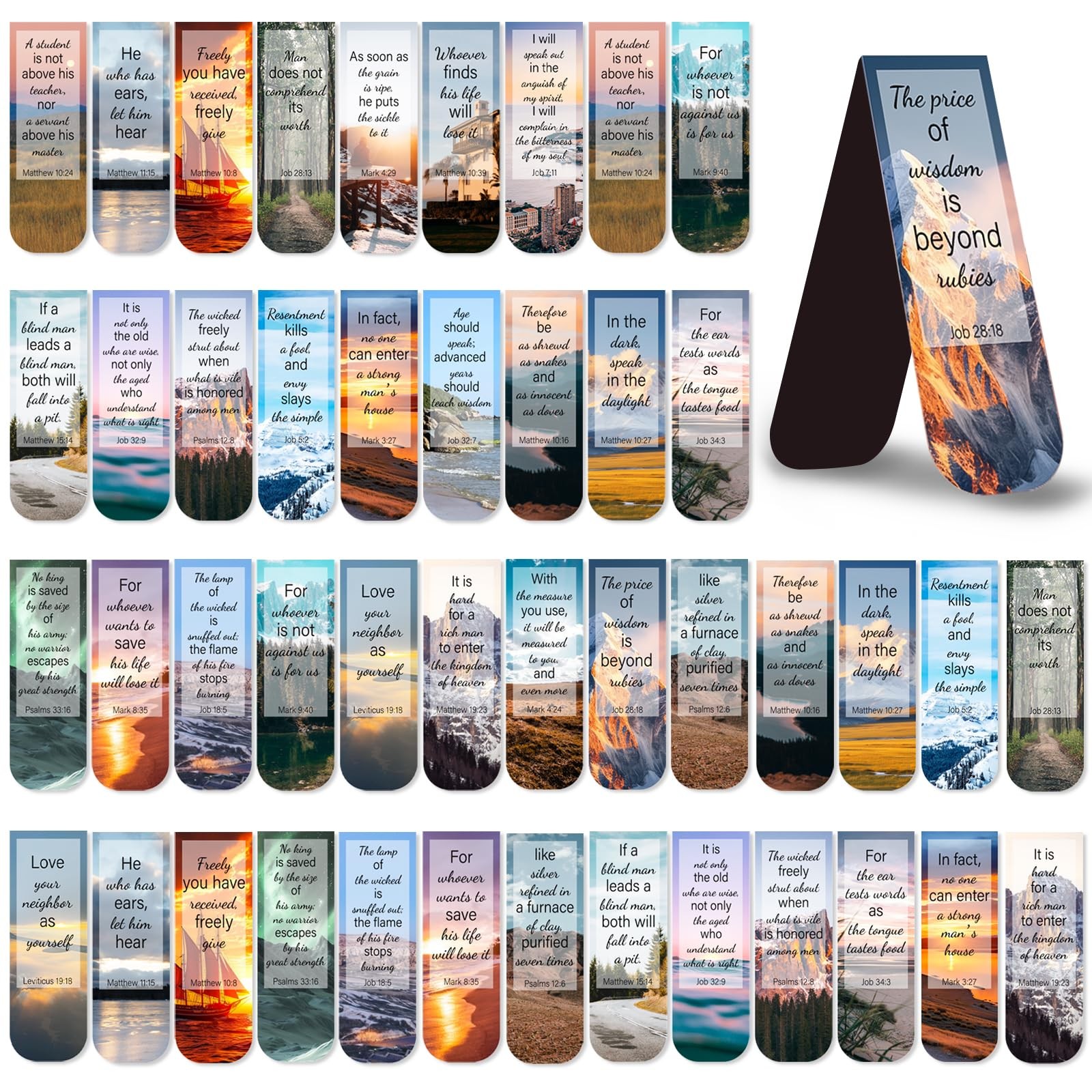 50 Pack Bookmark Christian Magnetic Bookmarks for Women Men Bible 50-bible 