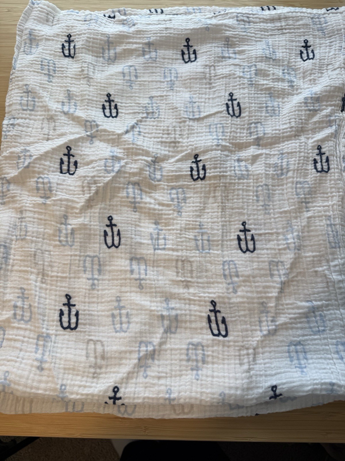 Cloud Island Baby Blanket Security Lovey Blue Anchors 100% Cotton Nautical