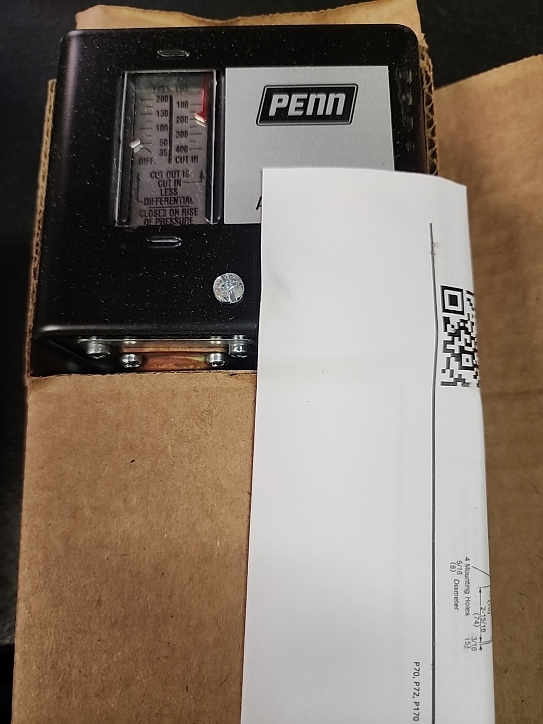 Penn P70AA-118C High Pressure Fan Cycling Control 100/400 Psig