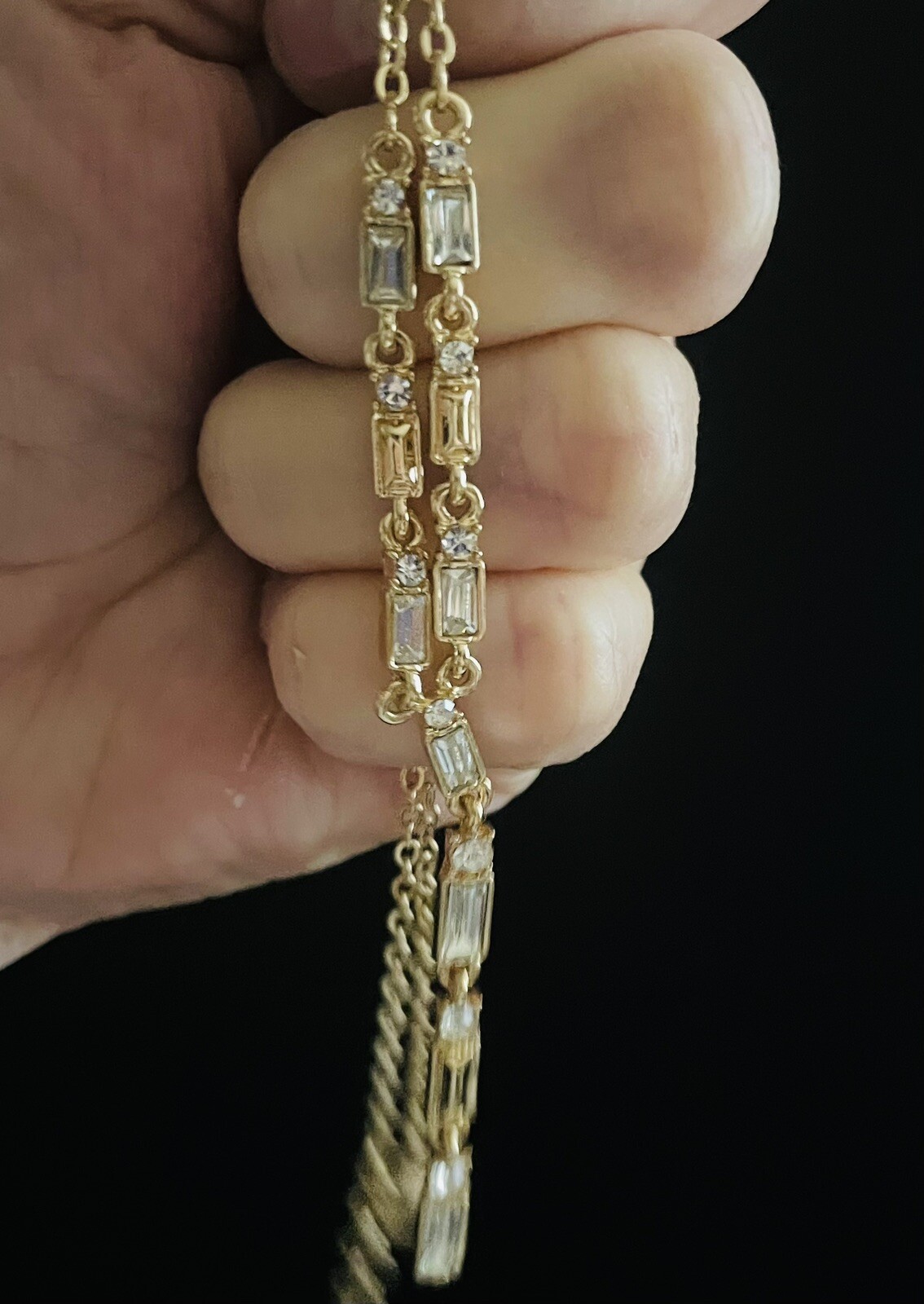 Napier Sparkling Simulated Crystal Y Necklace 16"-17" Gold Tone