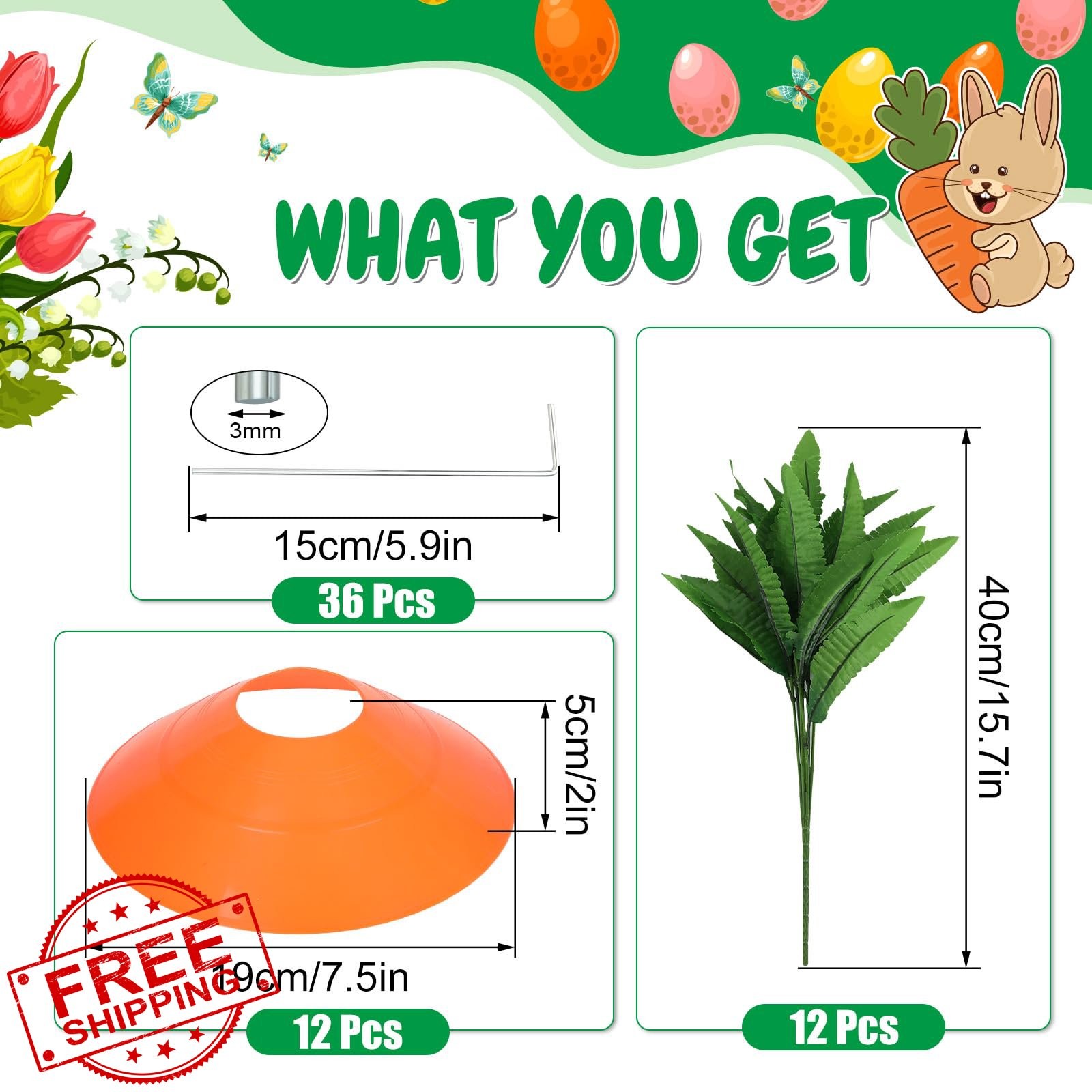 Silipull 12pc Easter Yard Carrot Stake Outdoor Rustic Sign Lawn