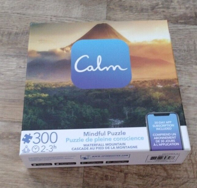 Calm Mindful Jigsaw Puzzle Waterfall Mountain 300-Piece Unopened