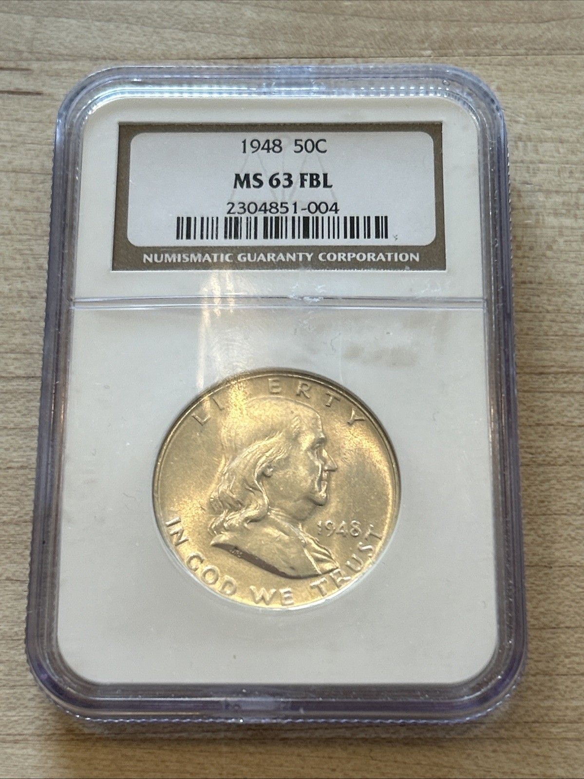 1948 Franklin Half Dollar 50c NGC MS63 FBL