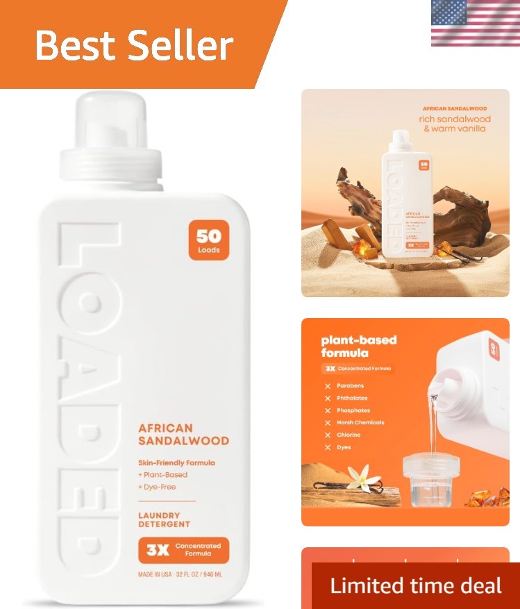 Laundry Detergent, Luxury Cologne Scented | 50 Loads | Sandalwood & Vanilla |...