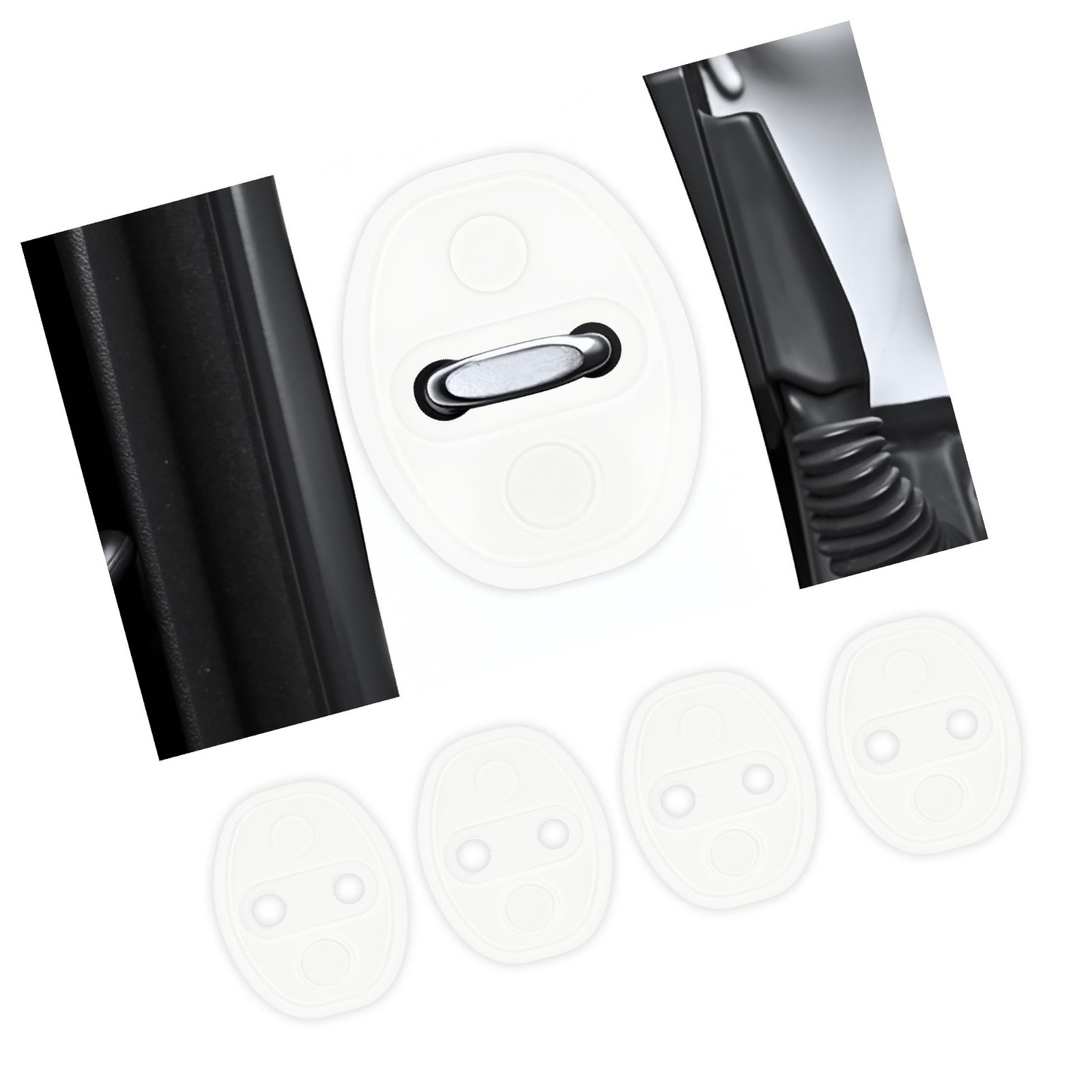 4PCS Silicone Car Door Latch Protective Cover with Car Door Shock Absorber,Gl...