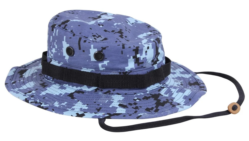 Sky Blue Digital Camo Boonie Hat with 360 Degree Sun Defense and Ventilatio