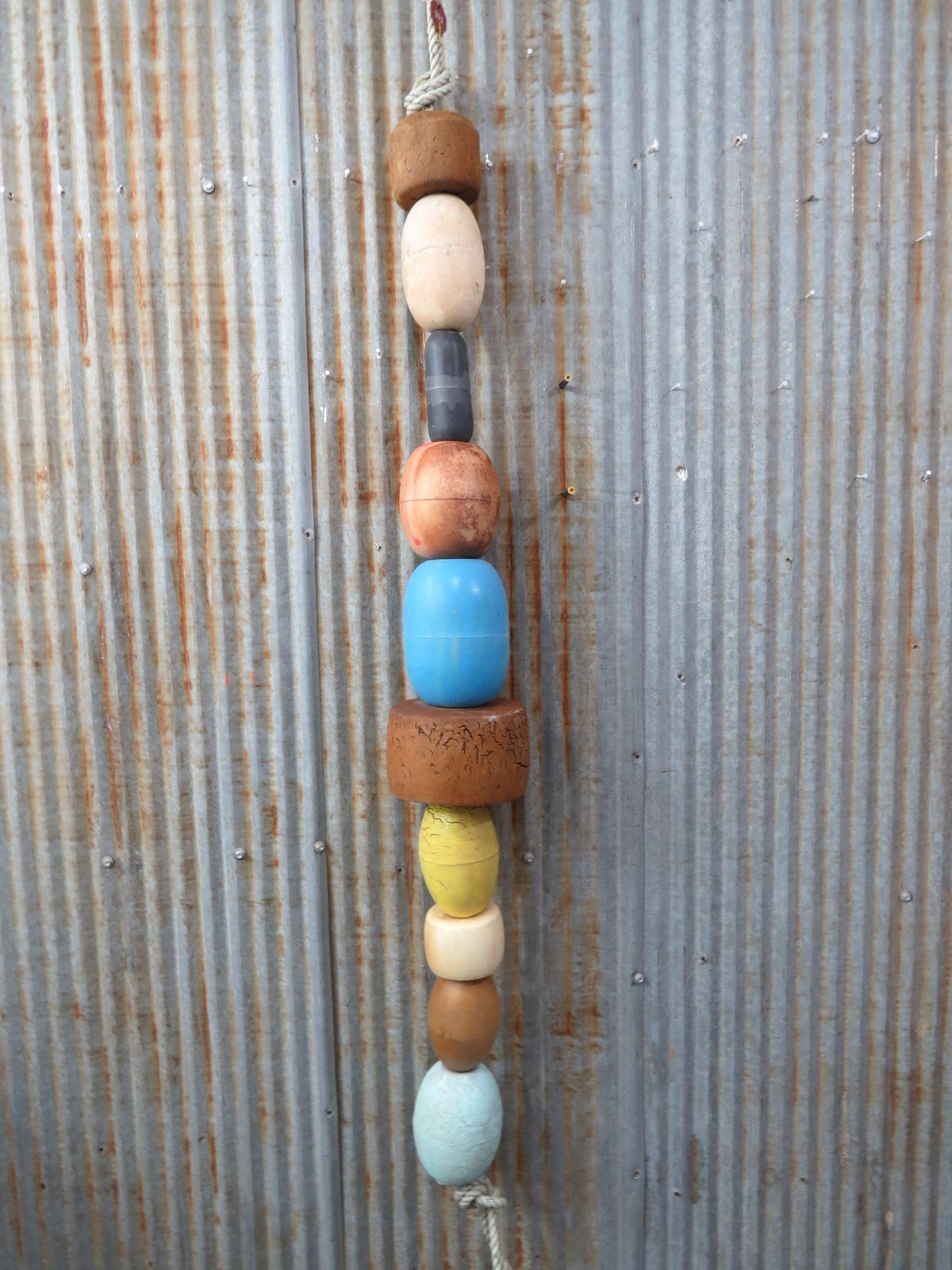 10 Old Fish Net Floats 47 Inches Long Fishing Buoys Bouys Tiki Hut Bar  (SF203)