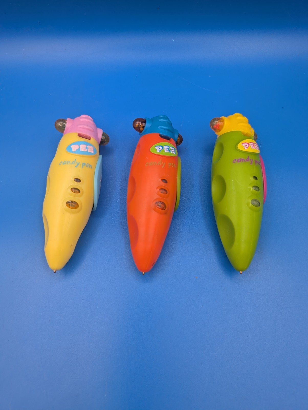 PEZ Candy Pens Lot of 3 - Yellow, Orange, Green