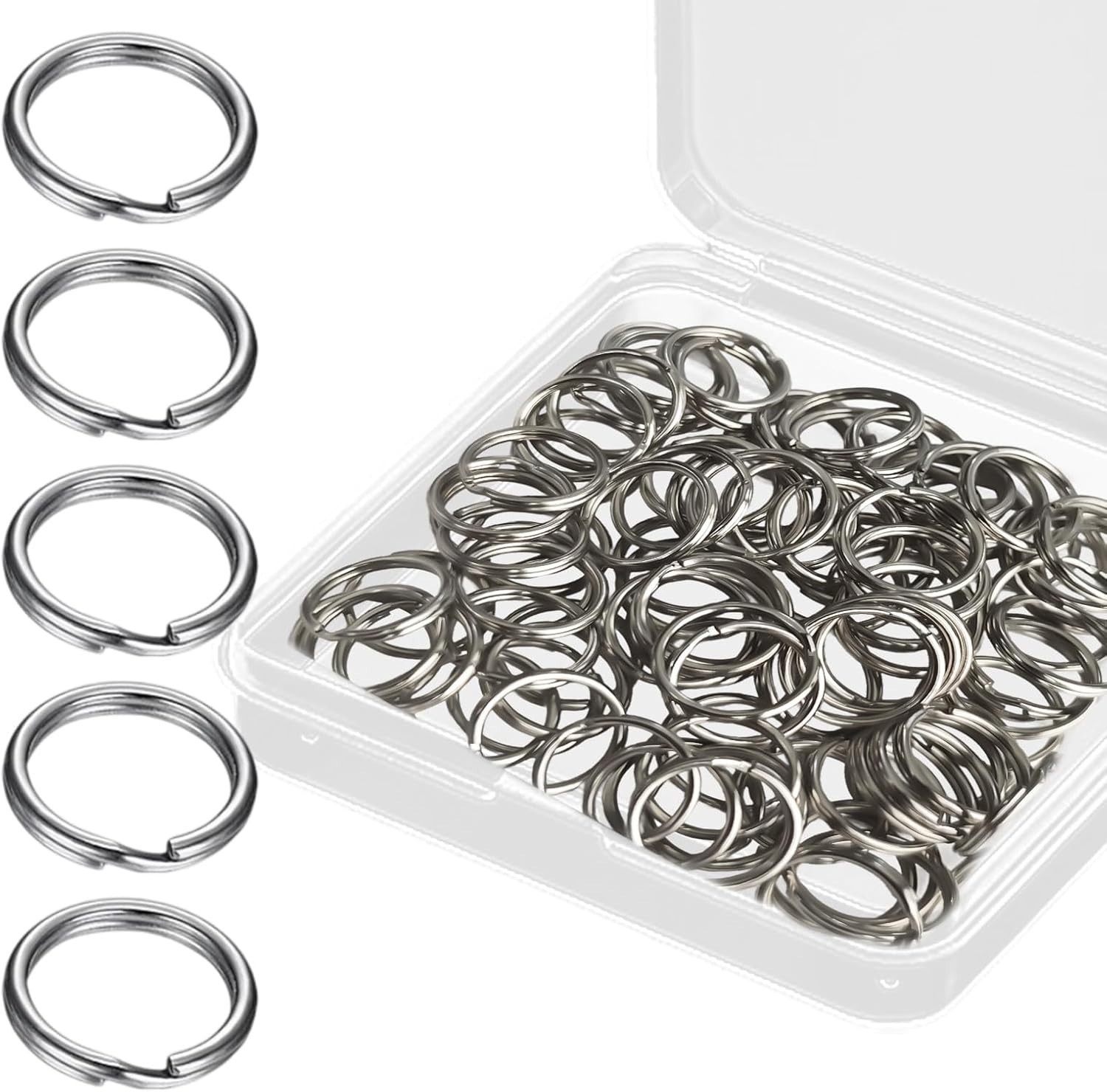 1/2" Small Split Key Rings Silver 100 pcs Double Loops Keyring Metal Mini for Ke
