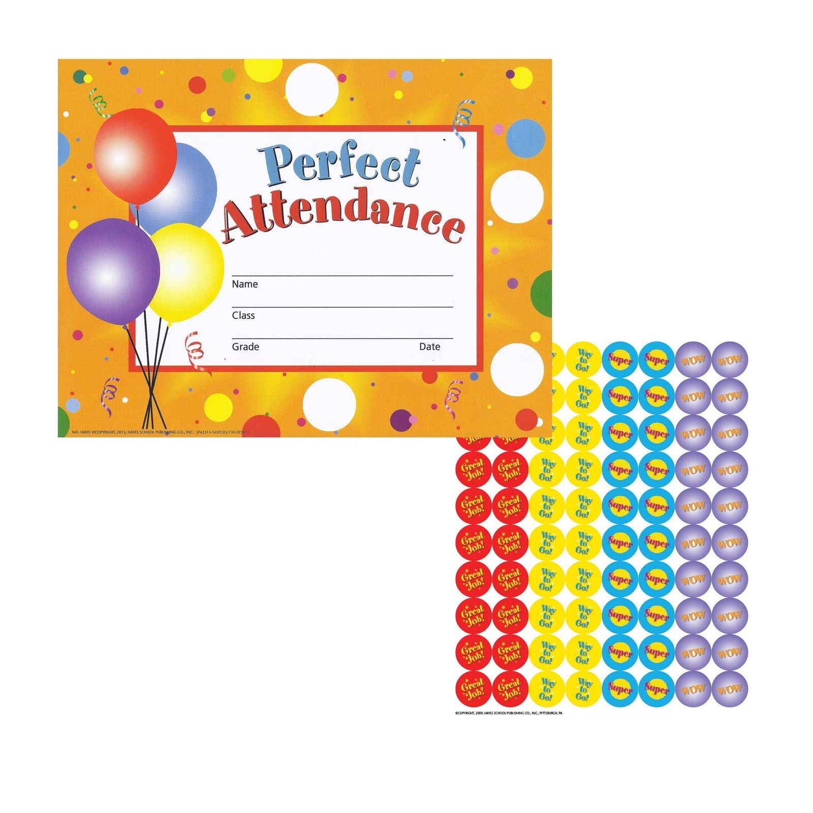 Perfect Attendance SticktoIt Award Certificate 11x81/2 Inch Paper Tool