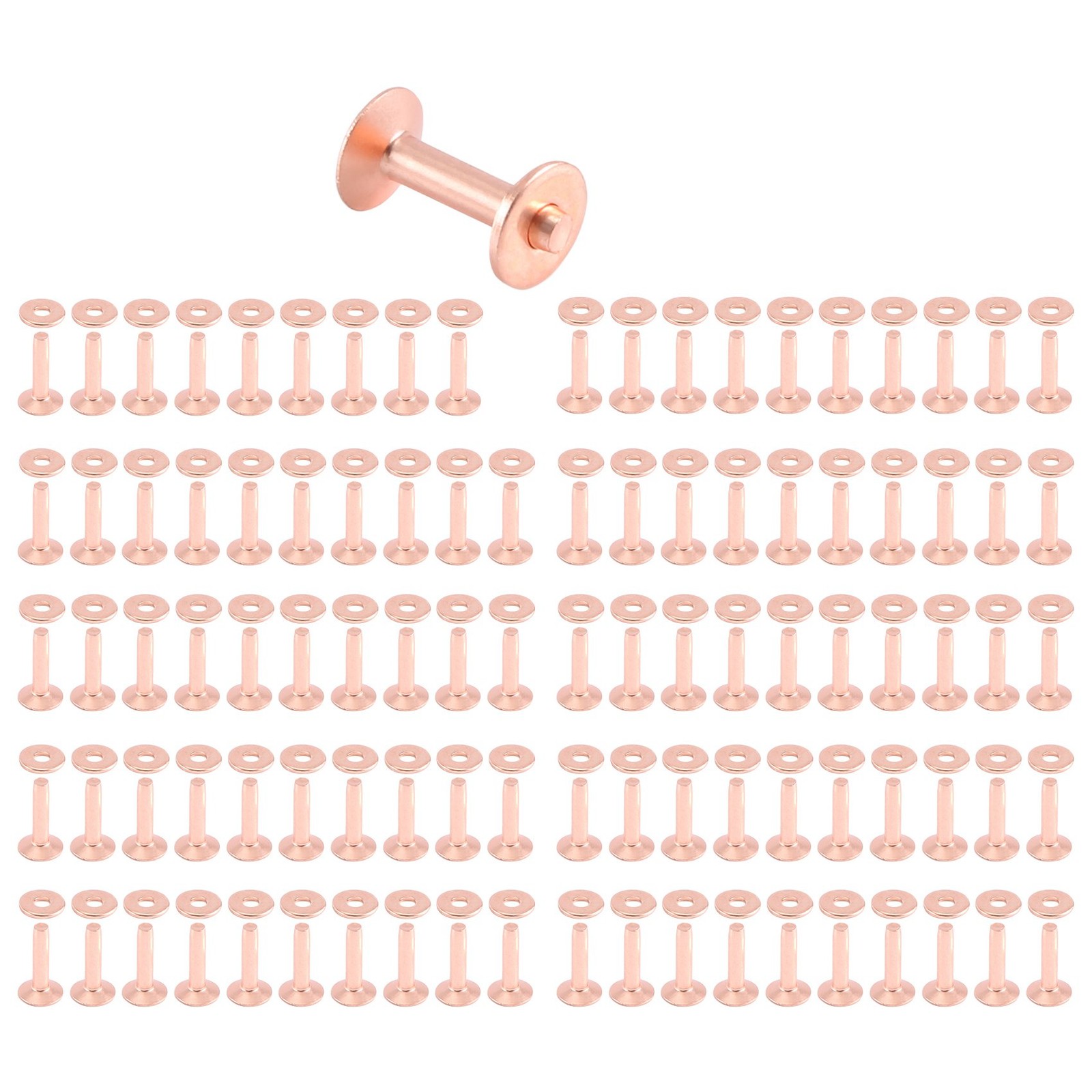 100 Sets Copper Rivets and Burrs Washers Leather Copper Rivet Fastener for2149