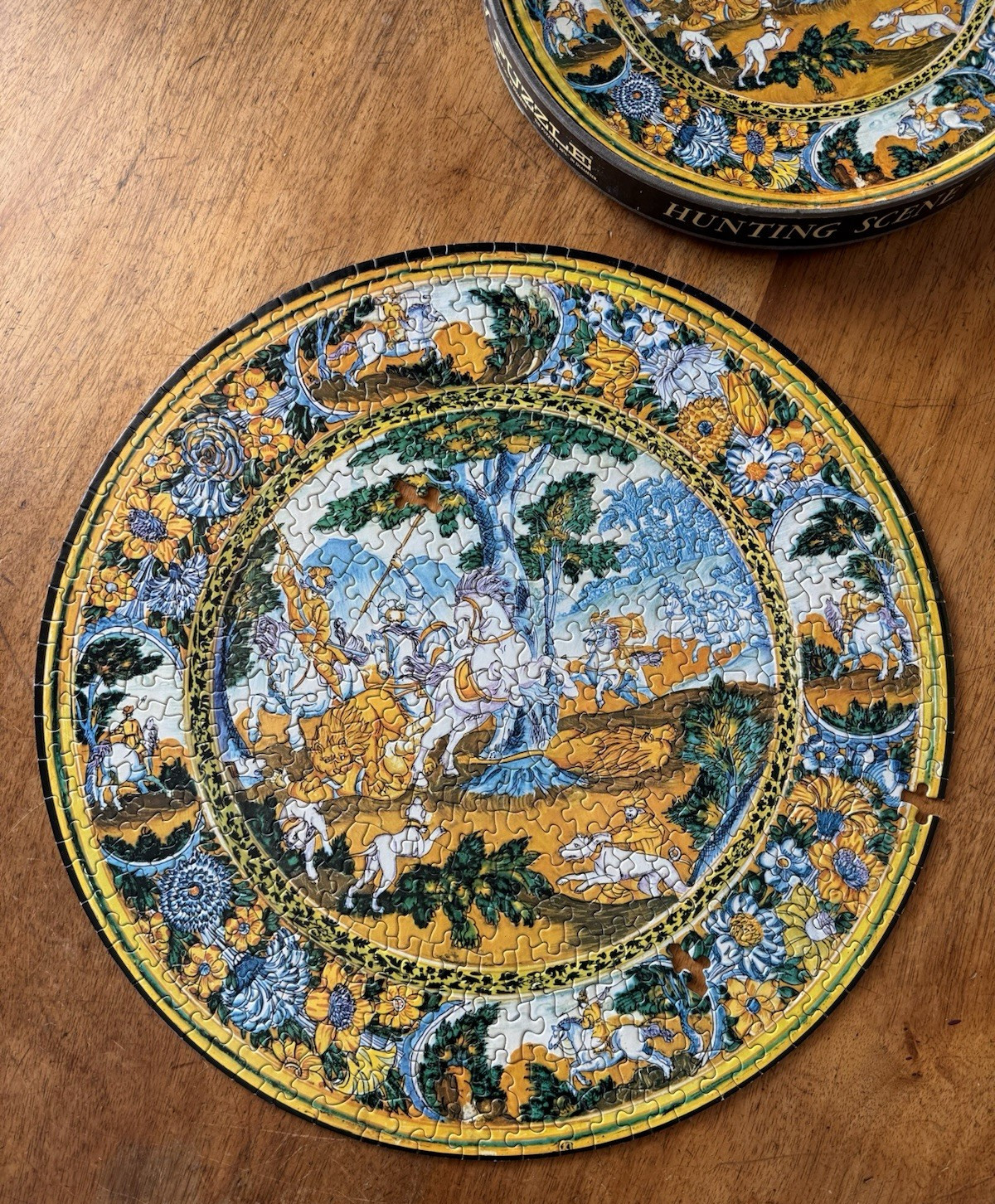 Springbok Puzzle Hunting Scene Circular Vintage Round 1967 MISSING 3 PIECES