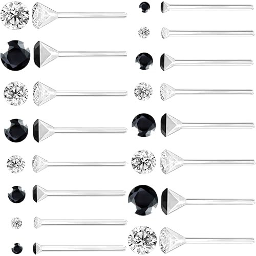 Anti Allergy Hypoallergenic Plastic Stud Earrings Set, 8 Pairs with Black