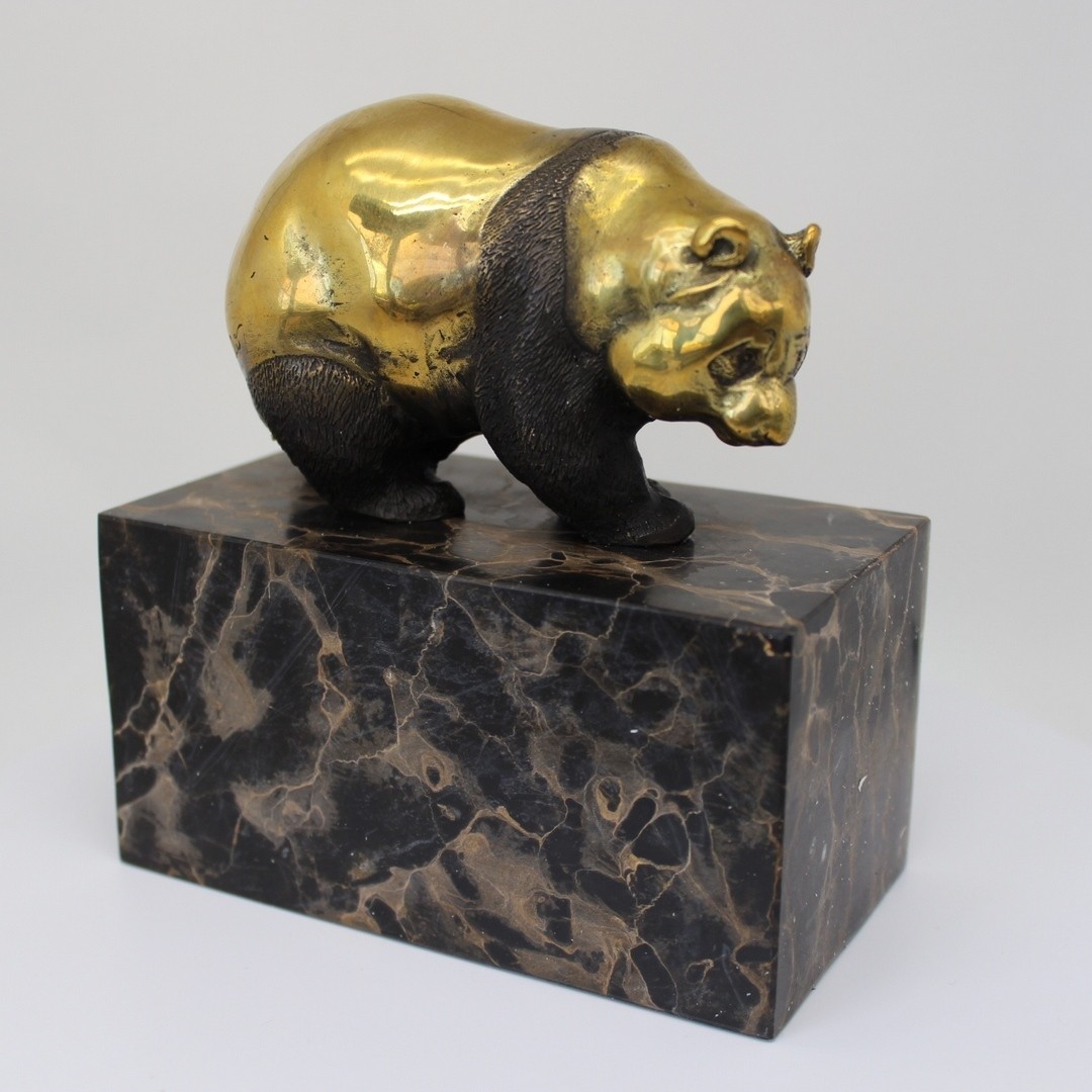 Art Deco Style Statue Sculpture Panda Wildlife Art Nouveau Style Bronze Signed