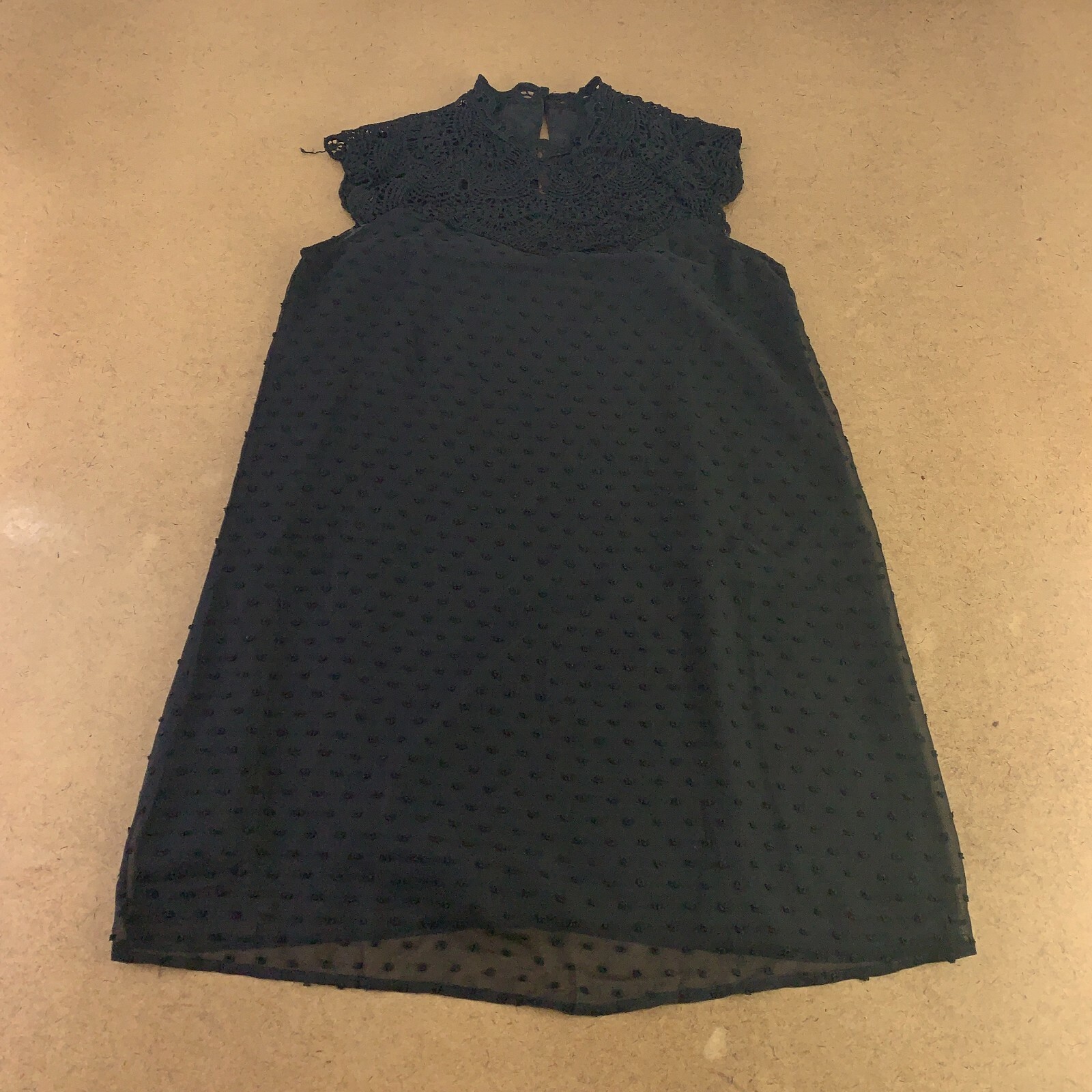 Romwe Women's Size Small Black Textured Lace Accent Sleeveless A Line Dress NWT