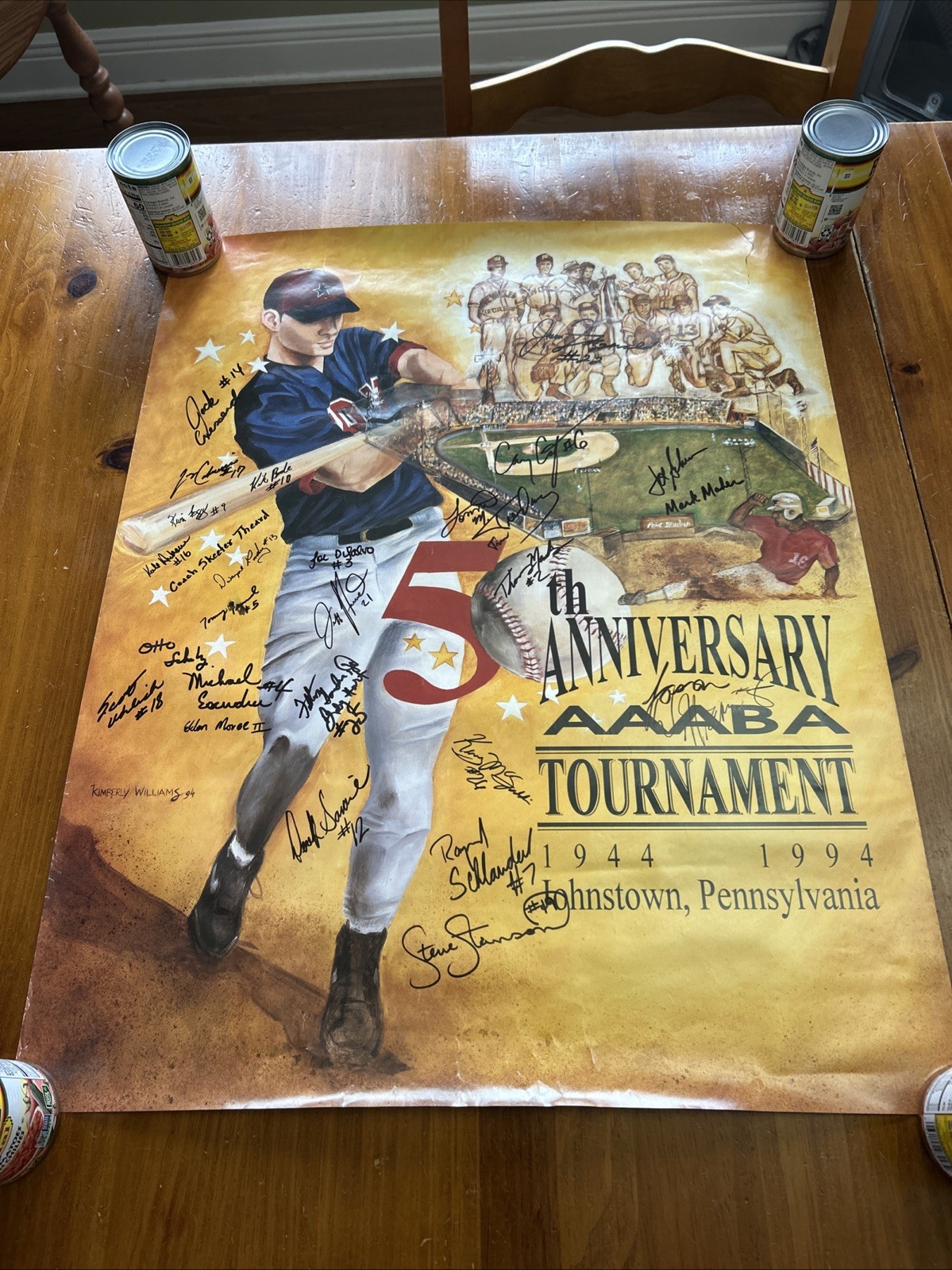 Johnstown AAABA  Baseball Tournament poster 1994 50th Anniversary Signed Skeeter