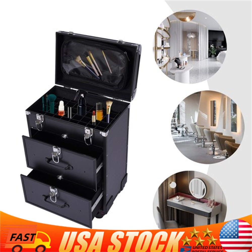 Professional Rolling Makeup Train Case Cosmetic Trolley Makeup Storage Organizer