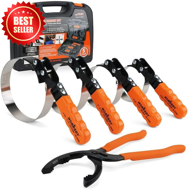 5 PC Adjustable Swivel Oil Filter Wrench Set 2-3/4" - 5-1/4" Auto US