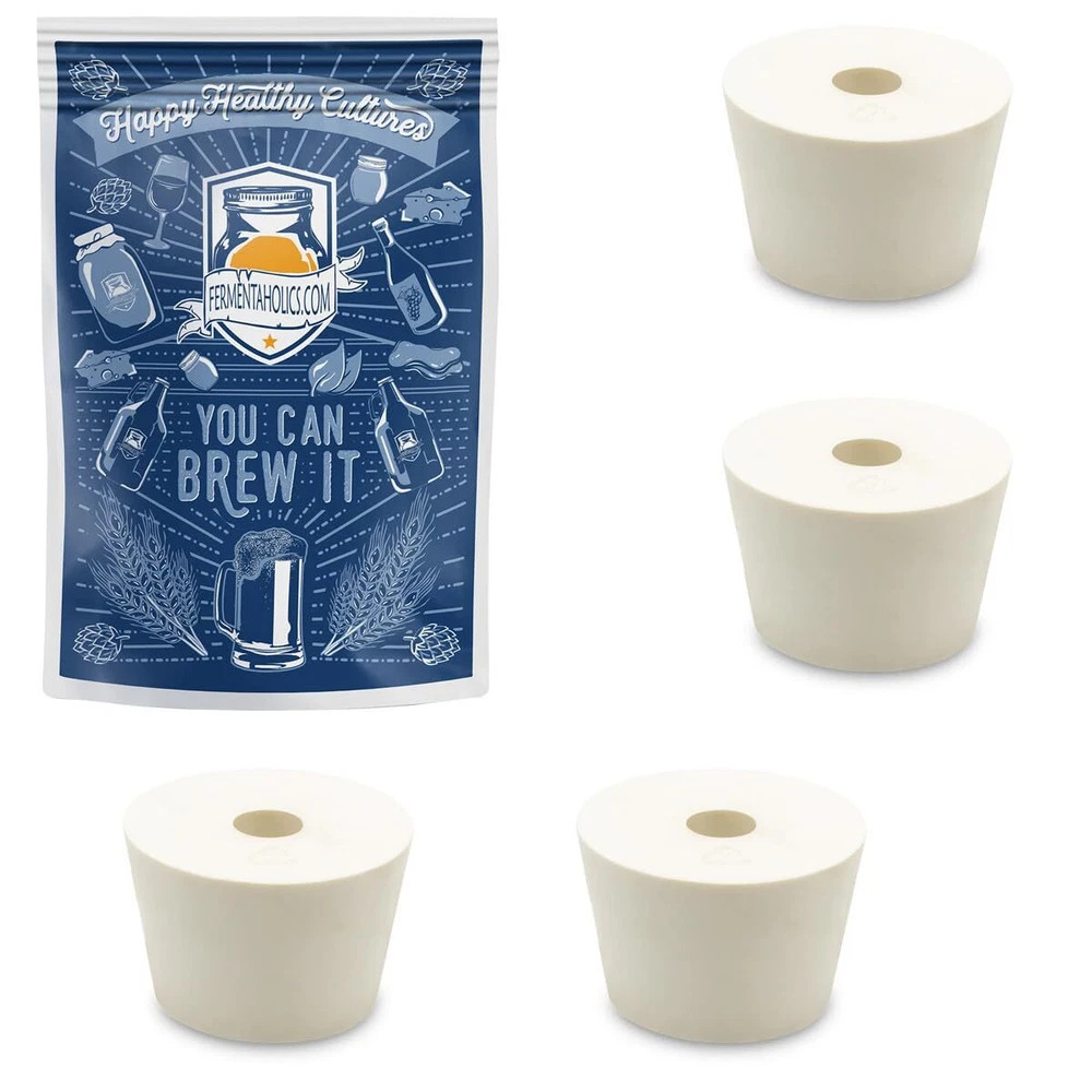 Drilled Rubber Bottle Stoppers for Homebrewing Airlocks Food Grade Durable