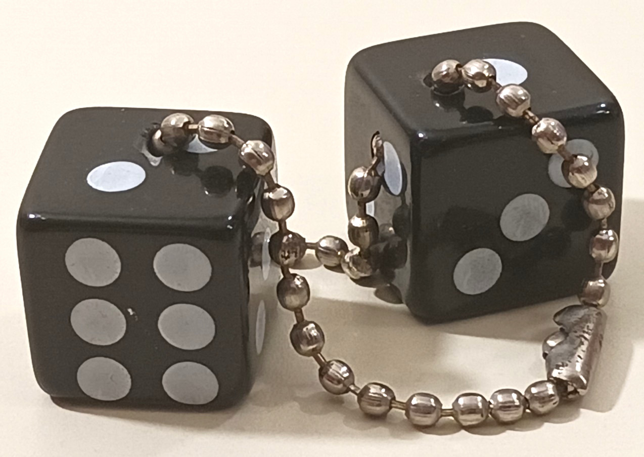 Black Dice Car Rearview Mirror Hanging Accessory Keychain Pendant Retro Dangler