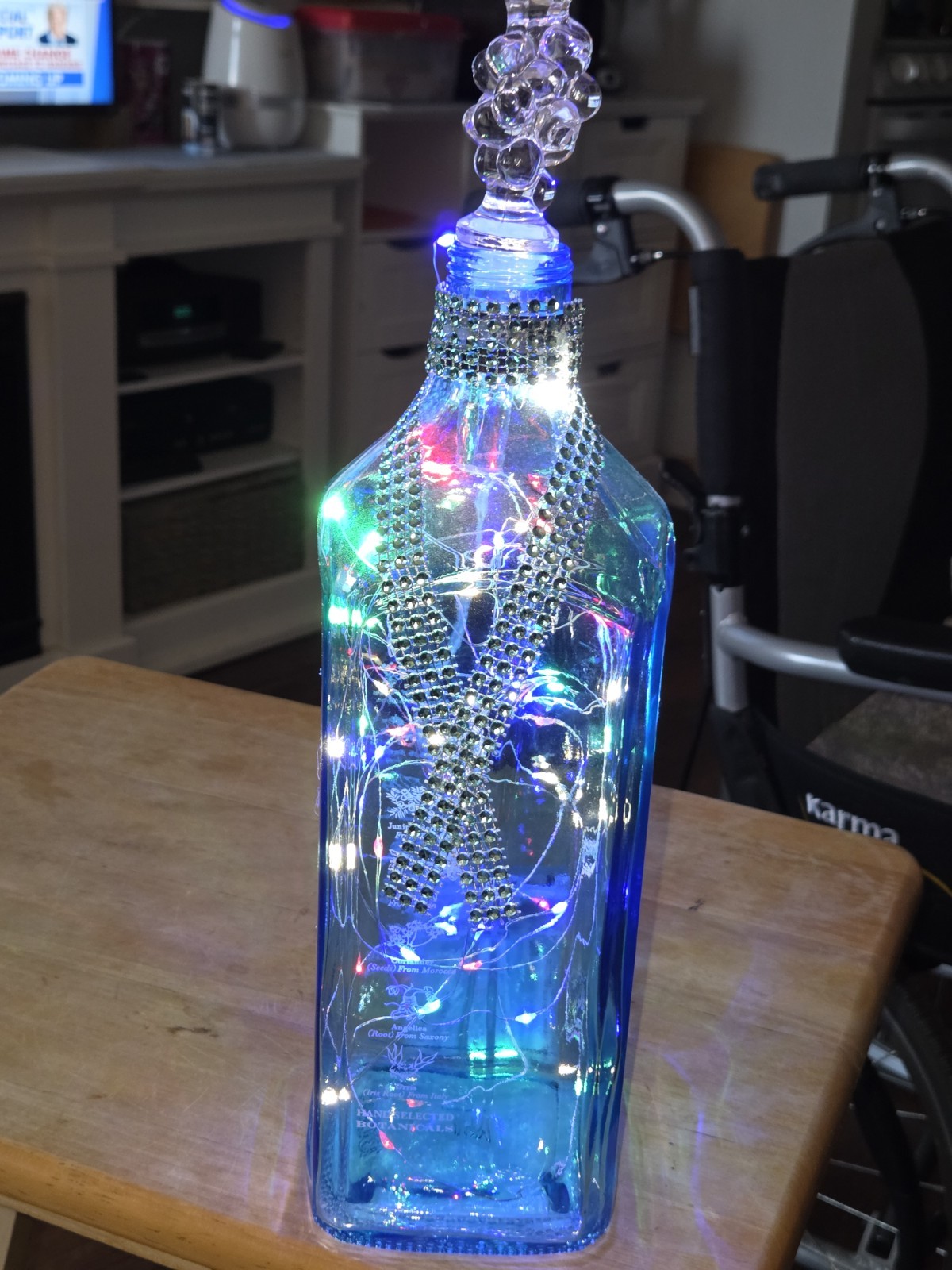 Decorative Blue Tinted Glass Bottle